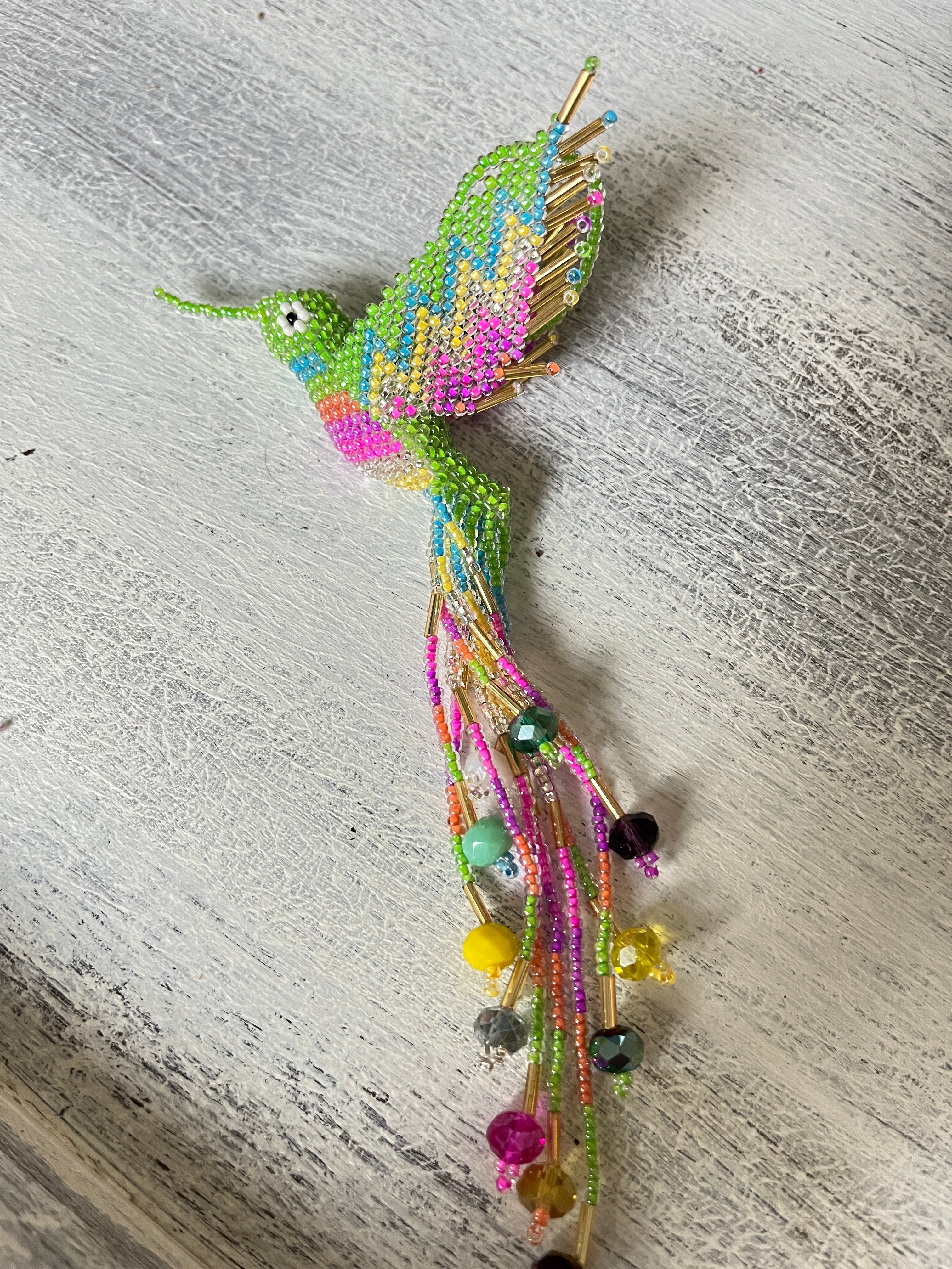 Large Hummingbird Seed Bead Ornament - Assorted Large Hummingbird Seed Bead Ornament - Assorted